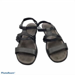 Naot Strappy Wedge‎ Sandal Black dark gray Leather Size 36 EU  5.5US